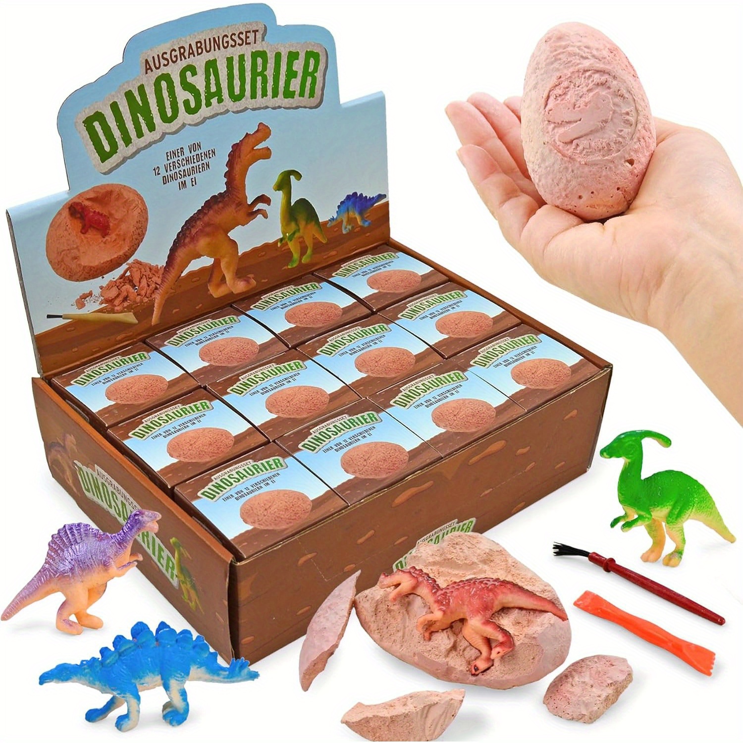 

Easter Party Favors -dinosaur Dig Kit And Easter Basket Stuffers For Kids Ages 4-8 Years Old, Novelty Dino Eggs For Boys And Girls (12pcs Dig Kit)