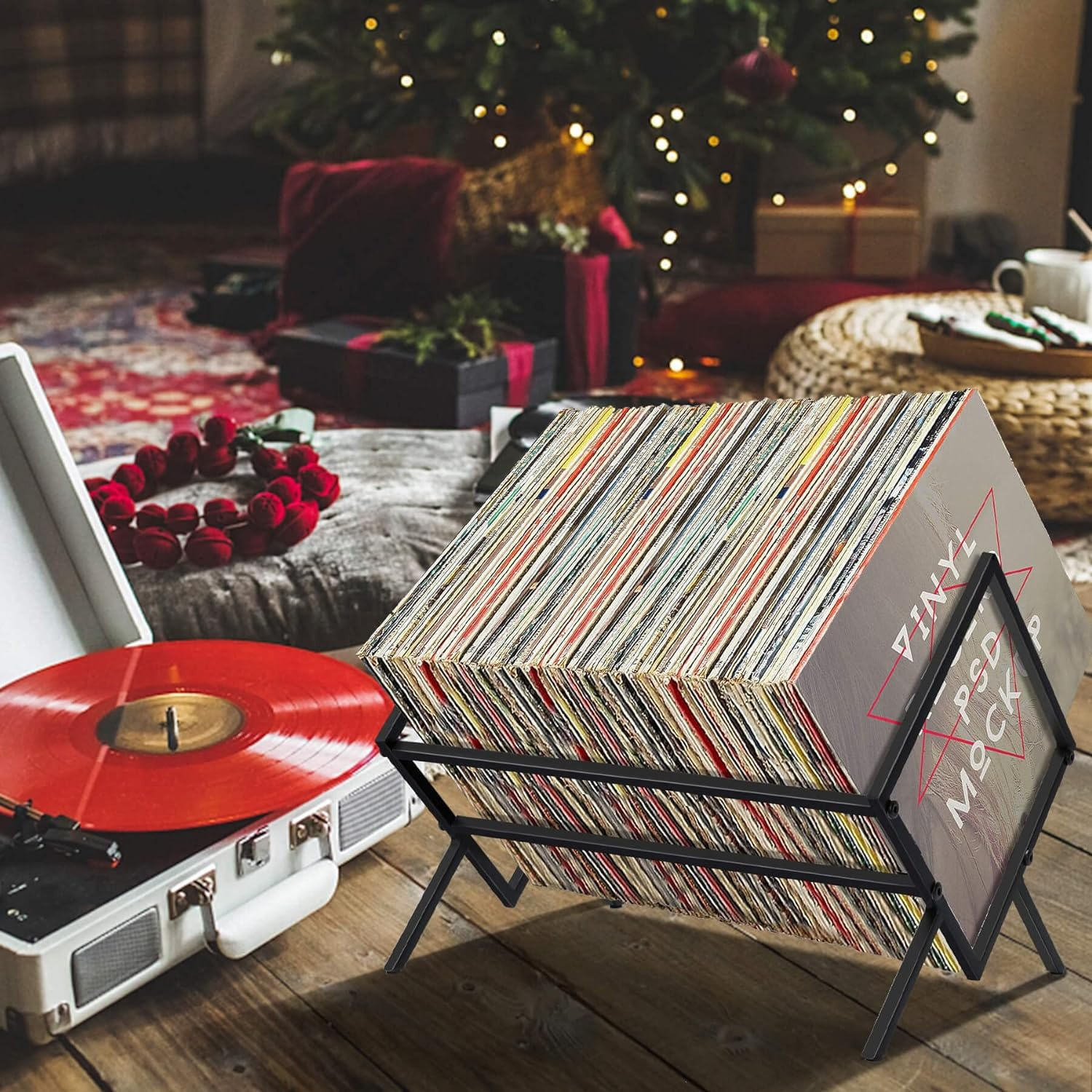 Supporto Per Dischi In Vinile Metallico - Organizer Da 80-100 LP - Facile Montaggio, Design Compatto Nero - Foto 7