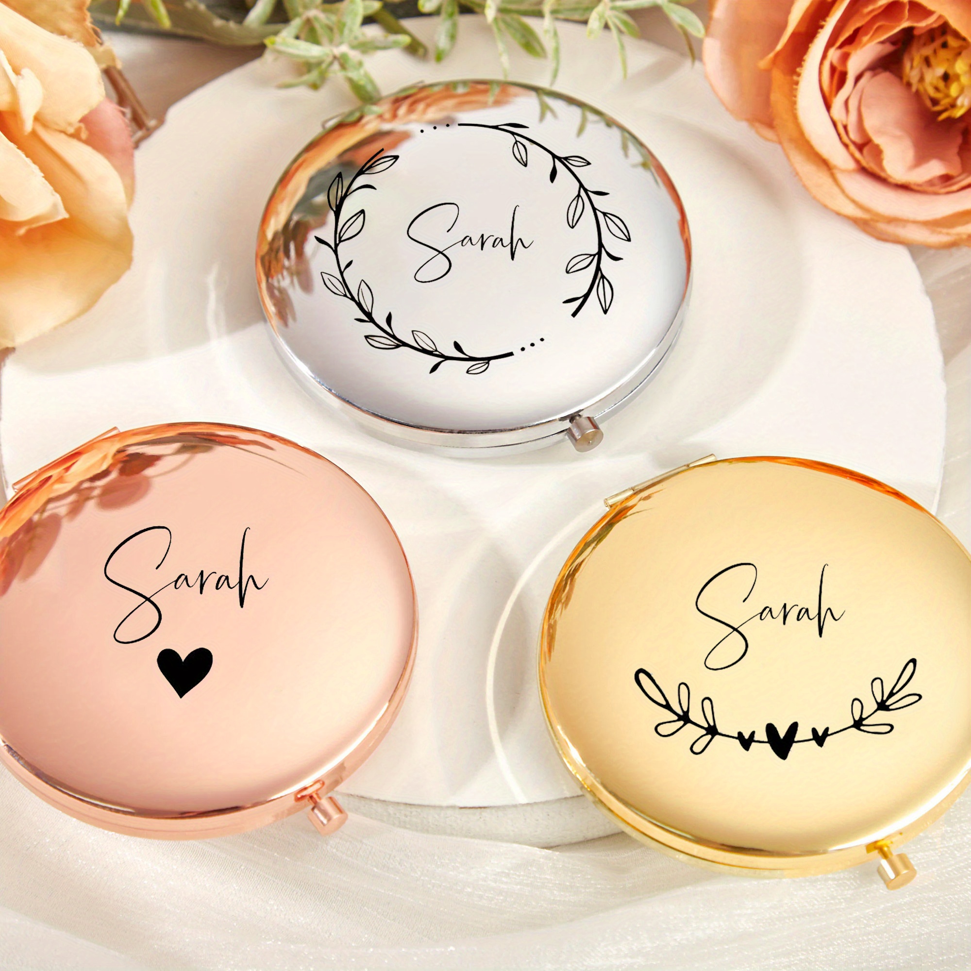 

1 Personalized Compact Mirror Featuring Month Flower, Engraved For A , Perfect As A Custom Birthday Gift For , Women, Or Flower, And Ideal For Day.