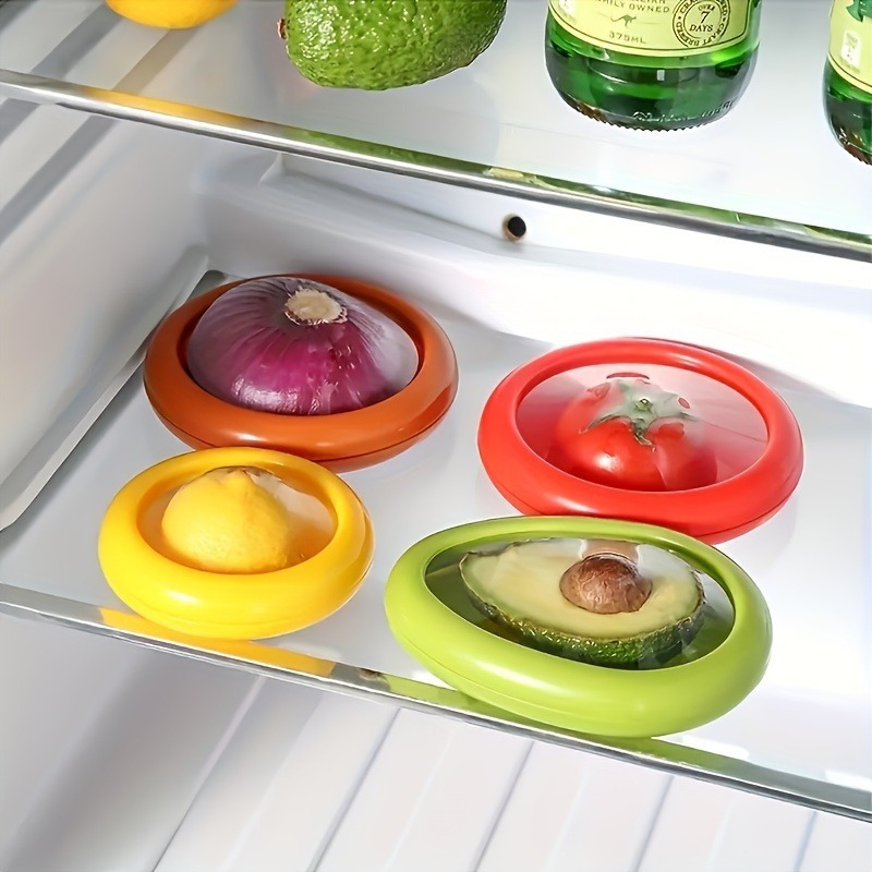 

4pcs/set Vegetable And -keeping Cover, Transparent Film Fresh-keeping Box, Refrigerator Freezer Fresh-keeping Cover Sealing Cover