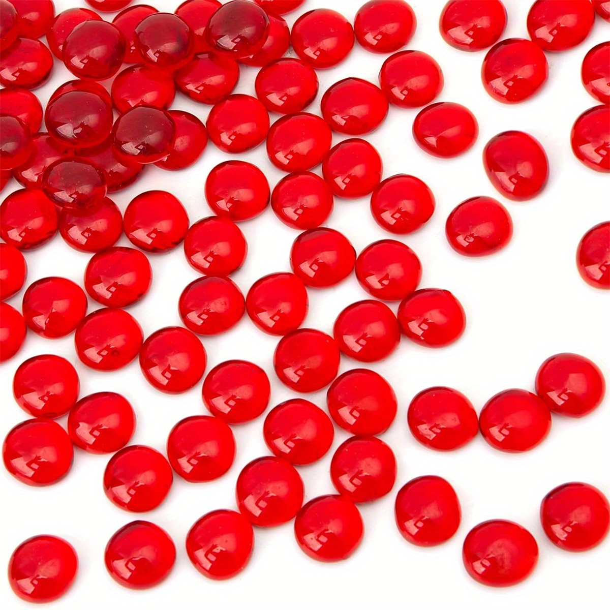 

40pcs Perles Plates en Verre Transparent Rouge pour Art Mosaïque, Fournitures de Bricolage pour Décoration de la Maison, Décoration de Jardin et Embellissement de Vase