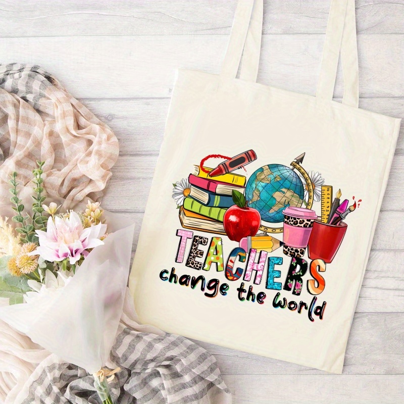 retro teacher's day canvas tote bag inspirational 