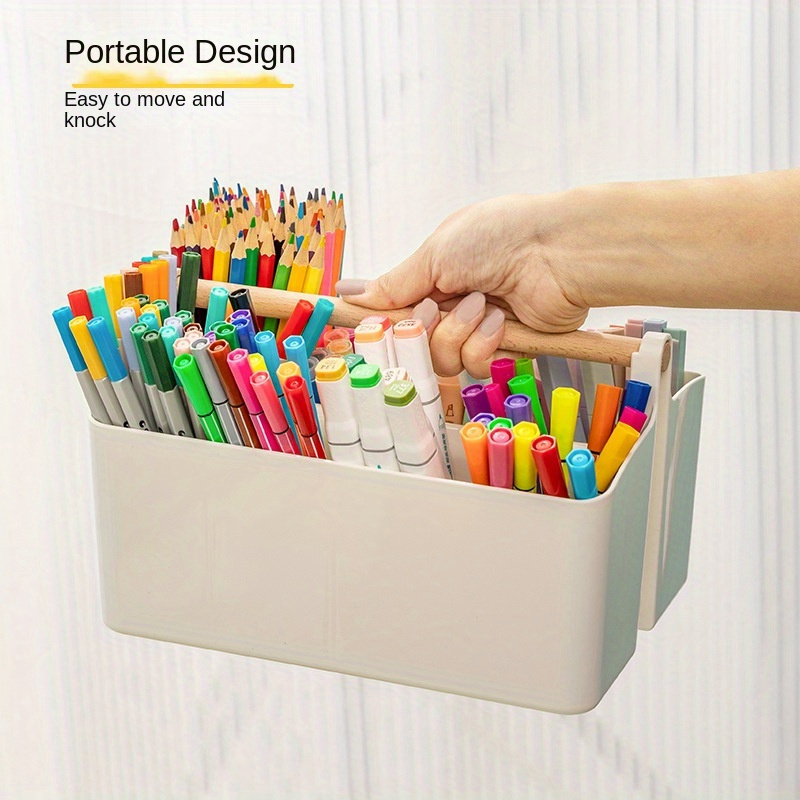 

Large Capacity Watercolor Marker Pen Holder - Durable Plastic Desktop Organizer For Art Supplies And Office Essentials