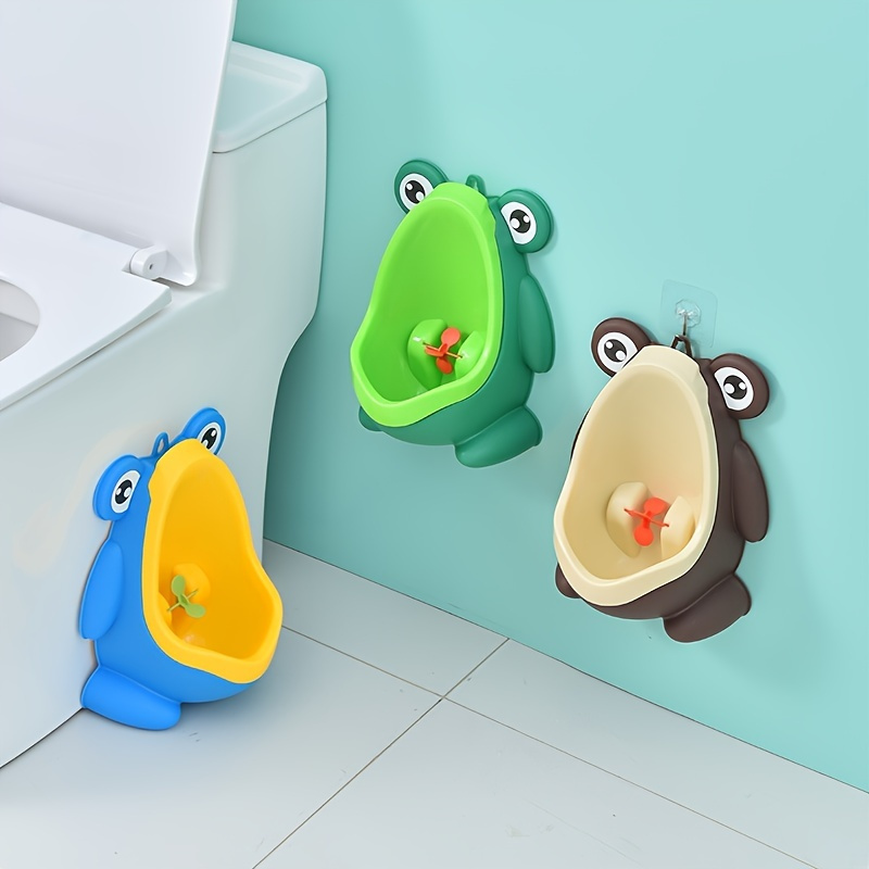 

Cute Frog Potty Training Urinal For Boys, No-power Needed, Contemporary Style, Wall-mounted, Unique Shape, Fun Aiming Target Feature, Ideal For Bathroom Use