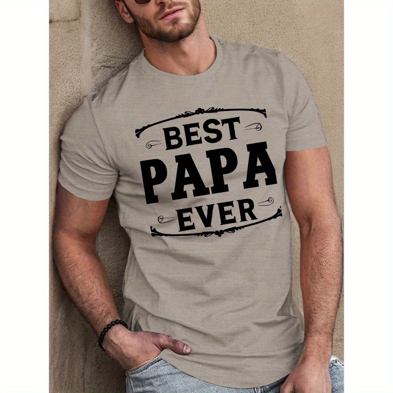 

Classic Trendy Illustration Best Papa Ever Pattern Men's T-shirt Comfort Fit