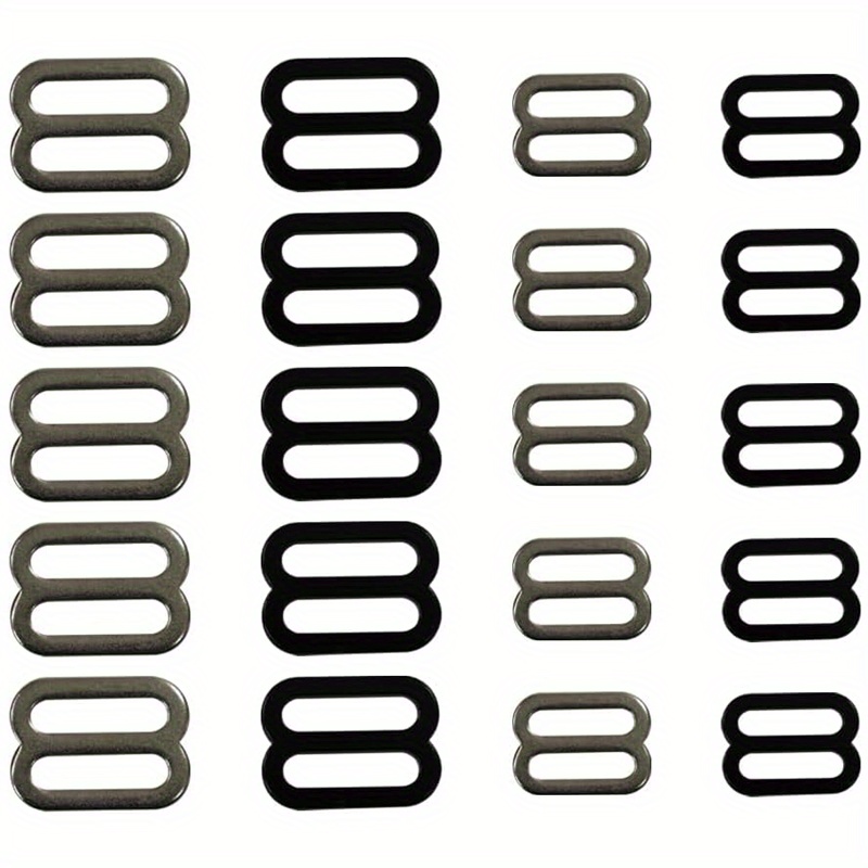 

– 20 Pieces 1" & 3/4" Tri- Slide Belt Adjusters - Black Matte & Bright Iron - Bags Backpack, , Leathercraft Strap, Hardware Clasp