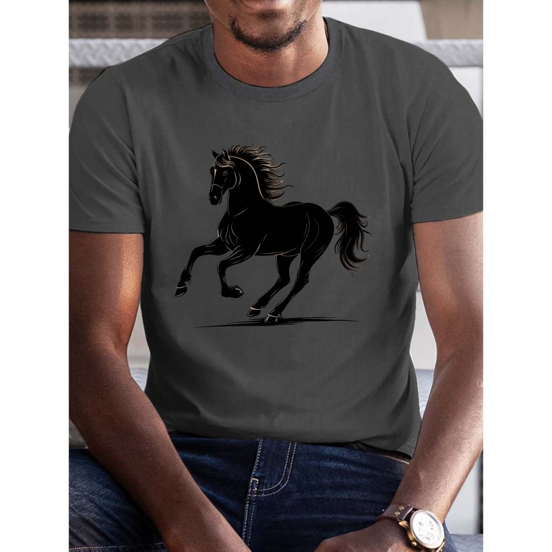 

Dynamic Horse Silhouette Art Pure Cotton Men's Tshirt Comfort Fit