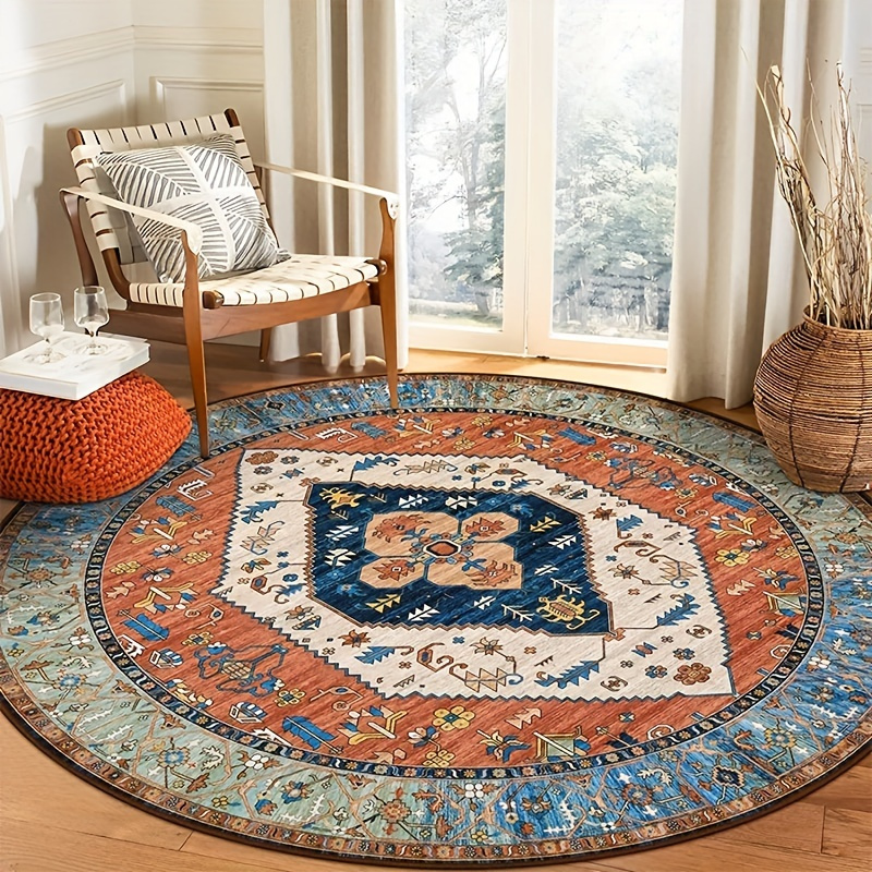 

Large Tribal Round Rug - Vintage Persian Style, Washable & Non-shedding, Entryway/living Room Decor