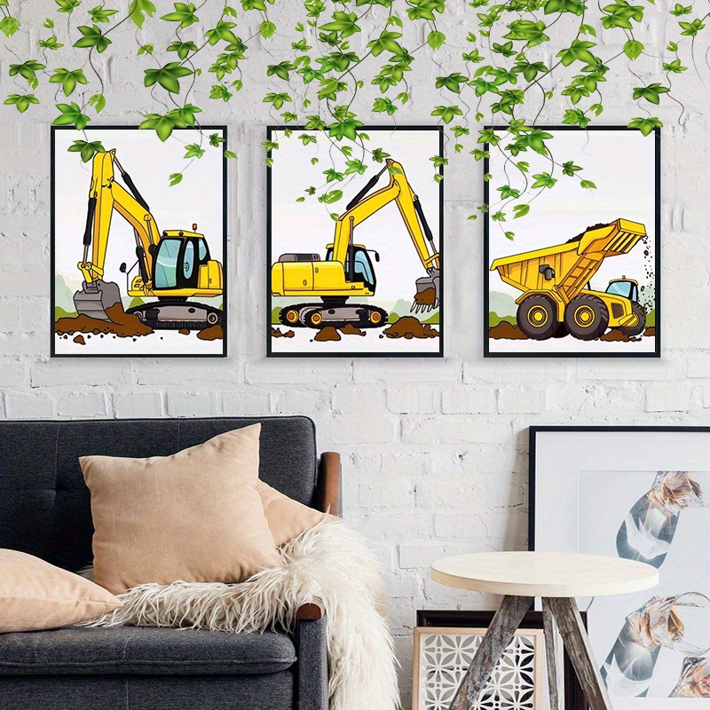 3pcs construction truck canvas wall art nursery trucks Temu