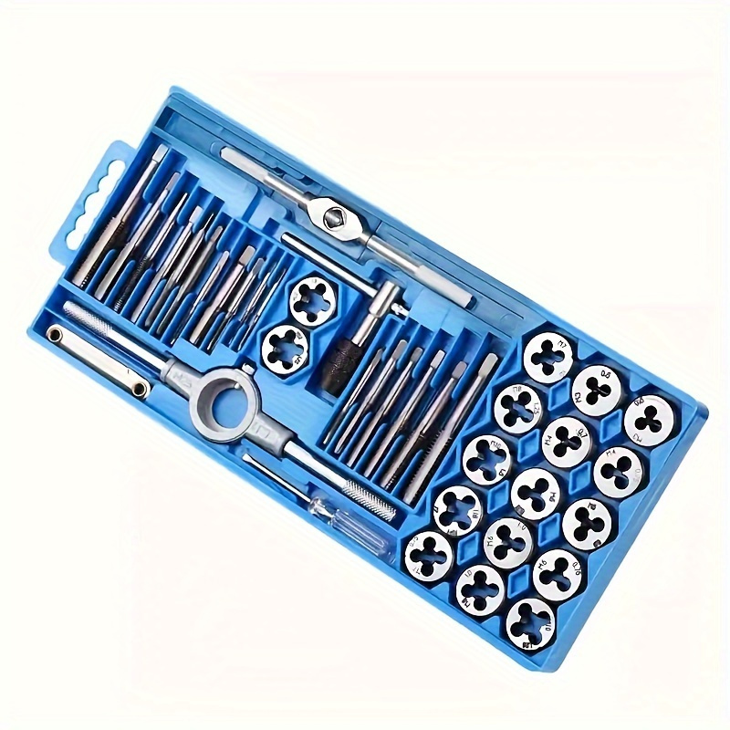 

40-piece Tap And Die Set, M3-m12 Metric, Manual Threading Tool Kit With High Torque Metal Taps, Adjustable Tap Wrench And , Precision Screw Thread Plugs For Mechanics And Diy Use Without Electricity