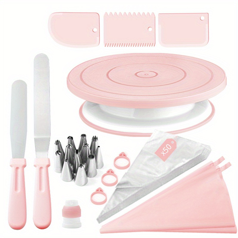 

74pcs Cake Decorating Kit With Turntable, Stainless Steel Piping Tips & Baking Tools -