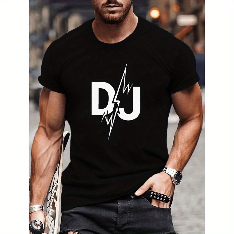 

Dynamic Dj Waveform Print Tee Shirt, Tees For Men, Casual Short Sleeve T-shirt For Summer