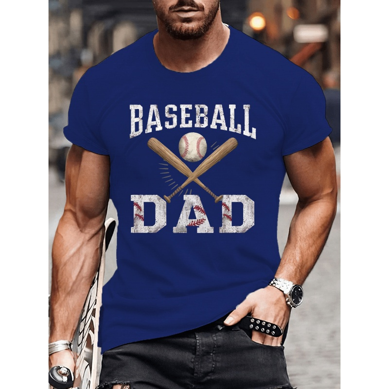 

Baseball Dad Print Men's Round Neck Short Sleeve Tee Fashion Regular Fit T-shirt Top For Spring Vacation