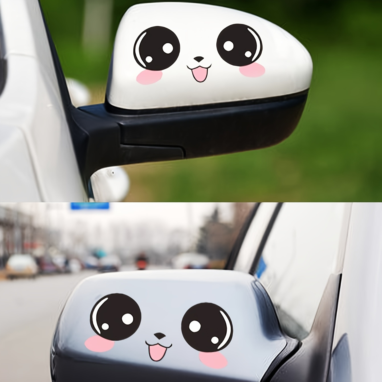 

Vinyl Cartoon Panda Decals For Car Side Mirrors, 2pcs Self-adhesive Cute Animal Reflective Stickers, Single Use, Glass Surface Compatible, Right Side Mirror Embellishment