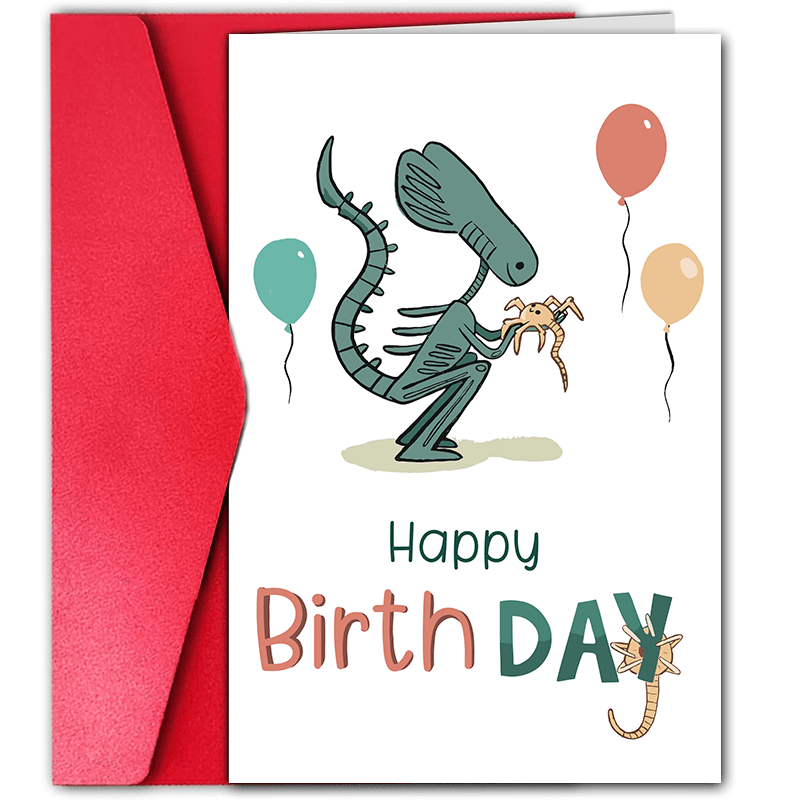 

1pc, Alien Birthday Card, , Facehugger, Horror Birthday Card