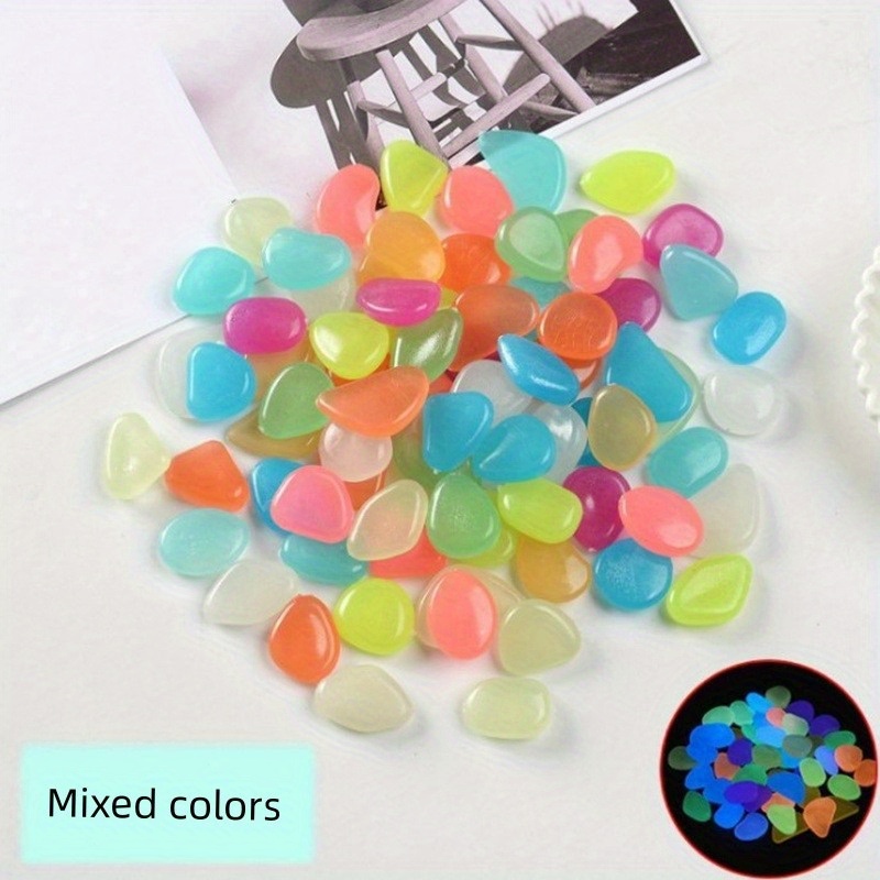 100 Piedras Luminosas Para Jardín O Acuario - Fluorescentes En Oscuridad, Varios Colores