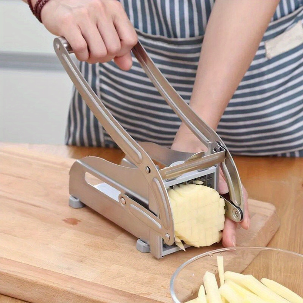 

Easy-to-use Stainless Steel Manual Potato Slicer - Perfect For French Fries & Veggie Cutting, Kitchen Essential Gadget