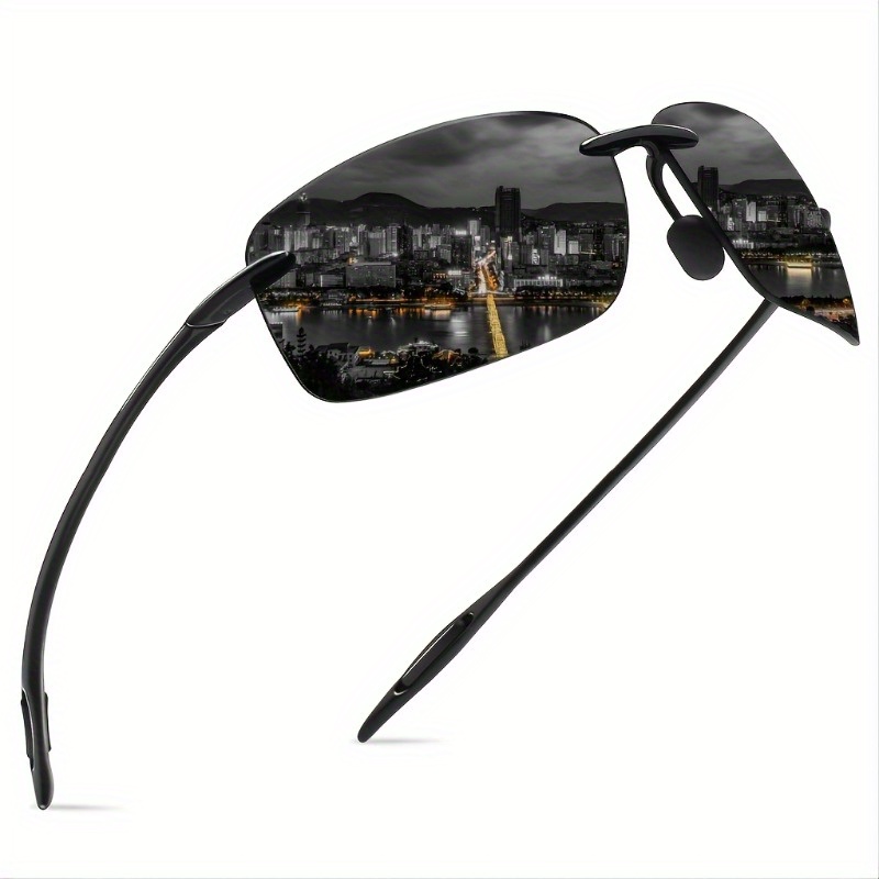 

Men' Glasses, Rimless Rectangle Frame, Ultralight Zinc Alloy Frame, Pc Lens, Hiking, Fishing, Running, Driving