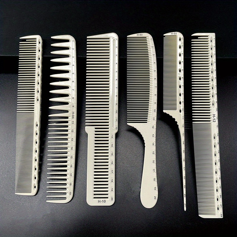 

6pcs Professional Hairdressing Combs With Scales, Durable Barber Styling Tools For Salon And Home Use