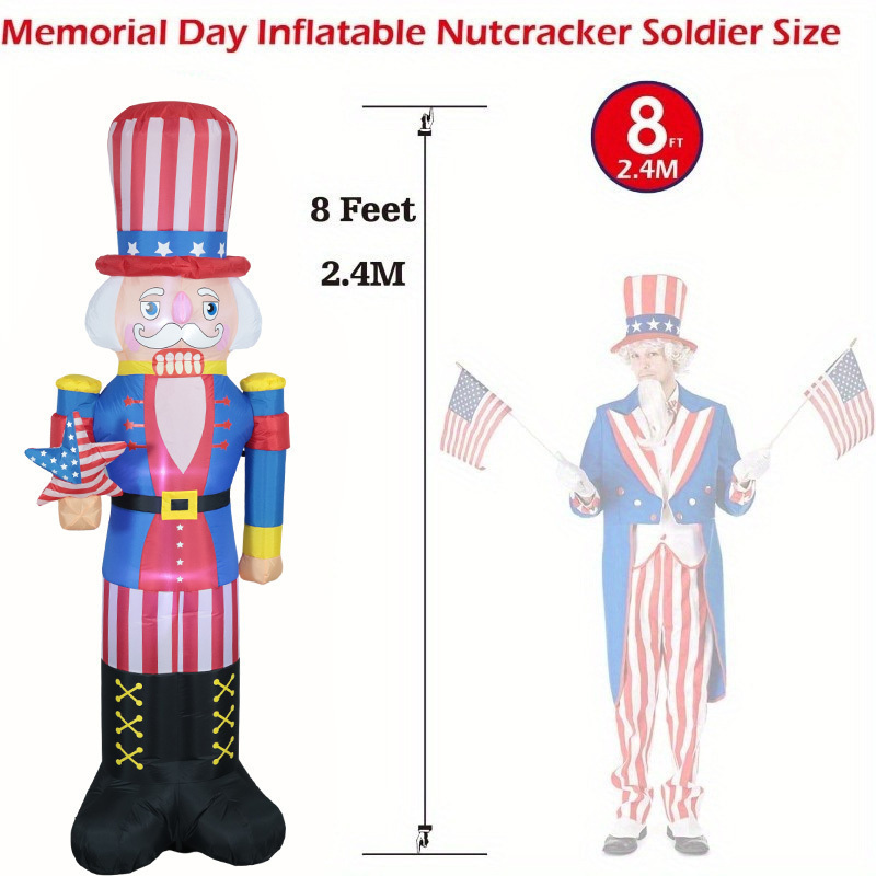 8ft Tall Inflatable Patriotic Nutcracker Soldier, July 4th Independence ...
