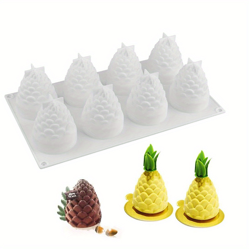 

1pc, 3d Pinecone Silicone Baking Mold (8-cavity)for Mousse Cake, French Dessert, Pinecone Silicone Mold For Soap, Candles, Christmas Cake Decorating Mold