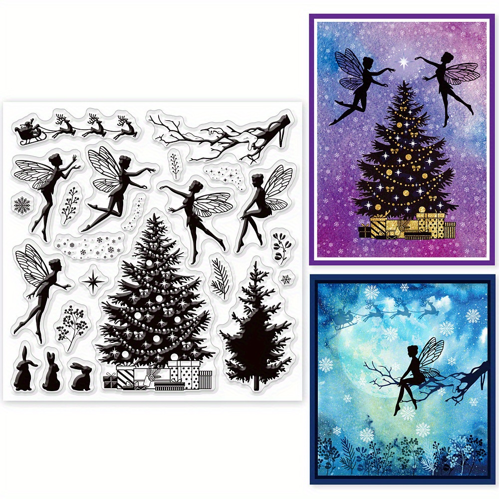 

1sheet Christmas Fairy Winter Transparent Clear Stamps Christmas Tree Embossing Stamp Sheets Silicone Clear Stamps Seal For Diy Scrapbooking And Card Making Paper Craft Decor