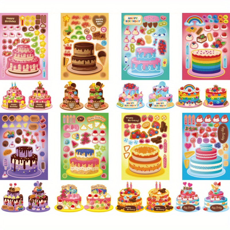 

Birthday & Holiday Party Favorites - 8/16pcs Cake & Stickers | Diy Crafts & Gifts | Single-use, Paper Material | 14+