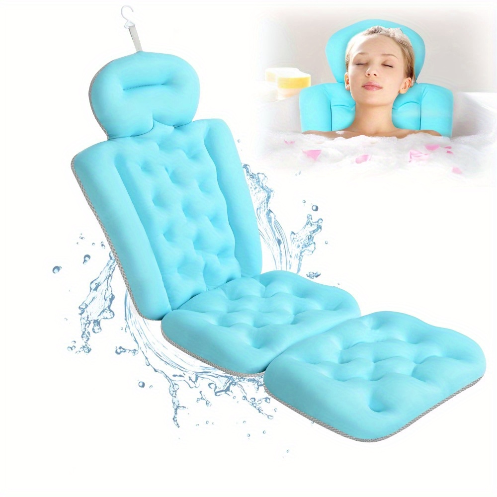 

Luxury Full Body Bath Pillow For Bathtub: Bath Pillows With Mesh Laundry Bag & Non-slip Suction Cups, Cushion For Bathtub Headrest Neck & Back Support - 5d Air Mesh & Quick Drying | Ocean Blue