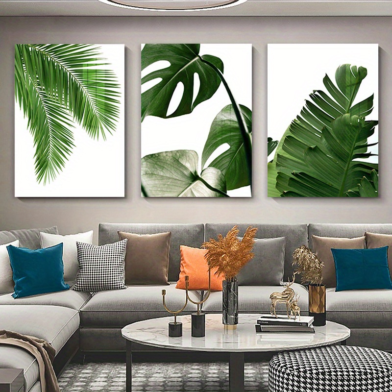

Framed 3 Piece Green Tropical Leaf Canvas Painting Green Leaves Wall Art Monstera Leaf Palm Banana Print Posters Minimalist Poster Scandinavian Style Posters And Prints Wall Pictures For Living Room