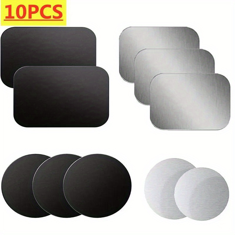 Plaques Métalliques Fines Pour Support Téléphone Magnétique Voiture - Lot De 4, Adhésif Fort, Diamètre 4 Cm, Noir