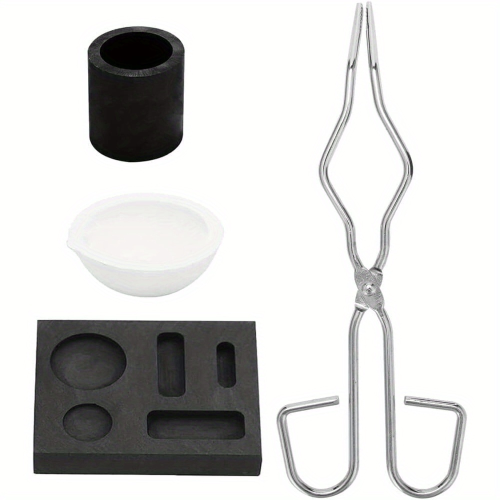 

4-piece Fire Graphite Melting Kit Including Tongs, Bowl & Mould - Perfect For, Brass & Alloy Smelting