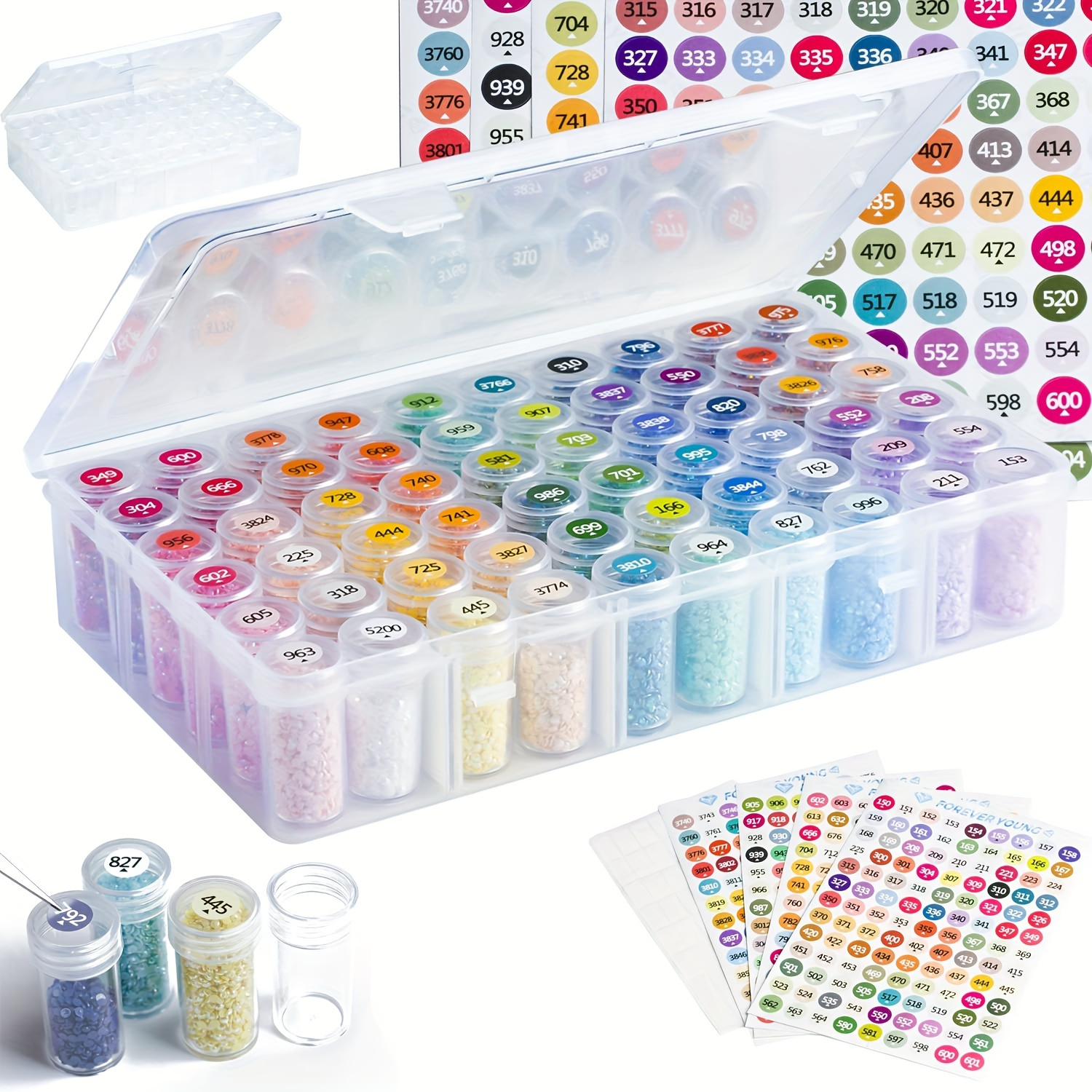 

60- Storage Box, Plastic Bottles, Art Supplies Organizer, And Sewing Supplies Dividers And - Labels, Storage And