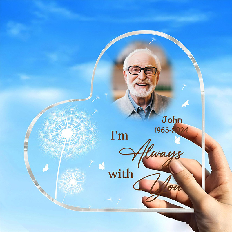 customized memorial acrylic plaque with photo personalized sympathy keepsake remembrance gift for loss of father engraved table decor with angel wings   elegant bereavement   details 1