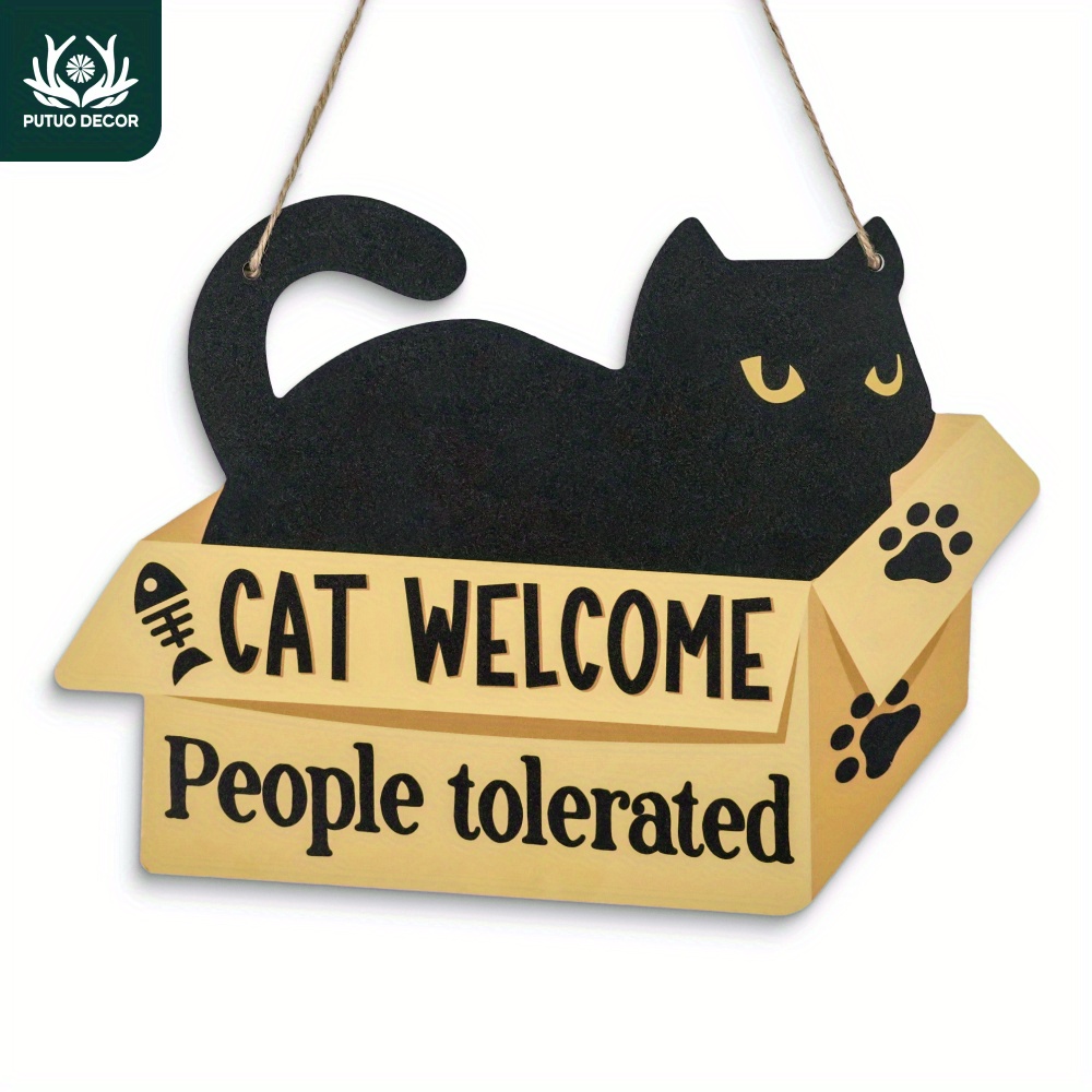 

Putuo Decor Black Cat Welcome Sign - Pvc Hanging Plaque With '' Pattern, Ideal For Home, Farmhouse Front Door, Living Room - No Power Needed