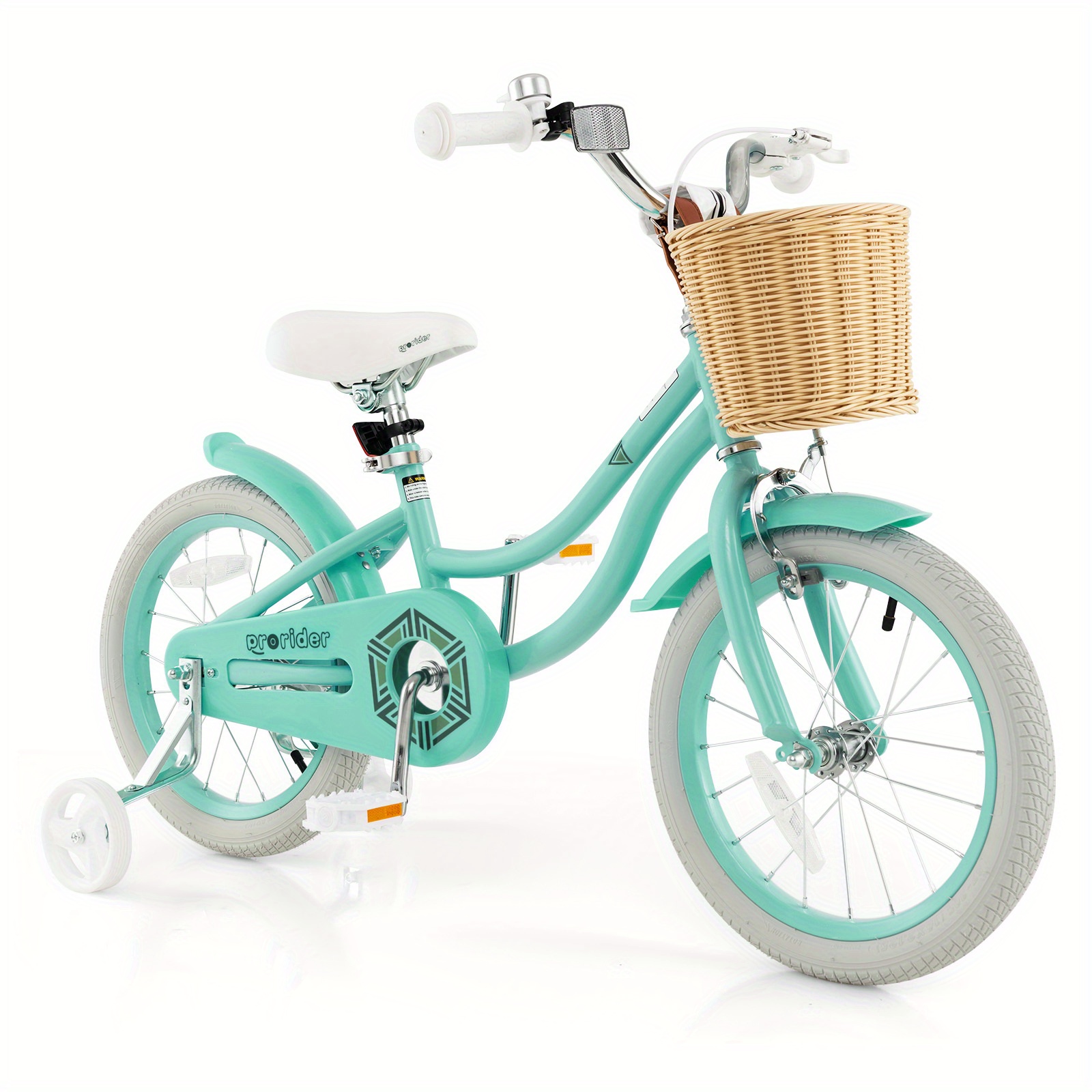 

Lifezeal 16" Kid' S Bike With Training Wheels Adjustable Handlebar Seat Handbrake Green