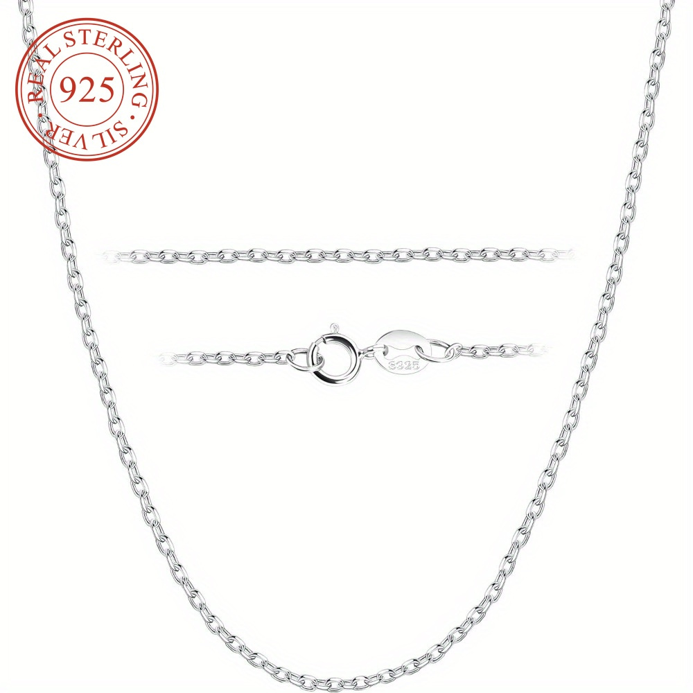 

1pc Elegant 925 Sterling Silver Long Chain Necklace With Clasp, Nickel-free & Hypoallergenic, Ideal For Pendants, & Parties, Men, Women, 1.5g/0.05oz