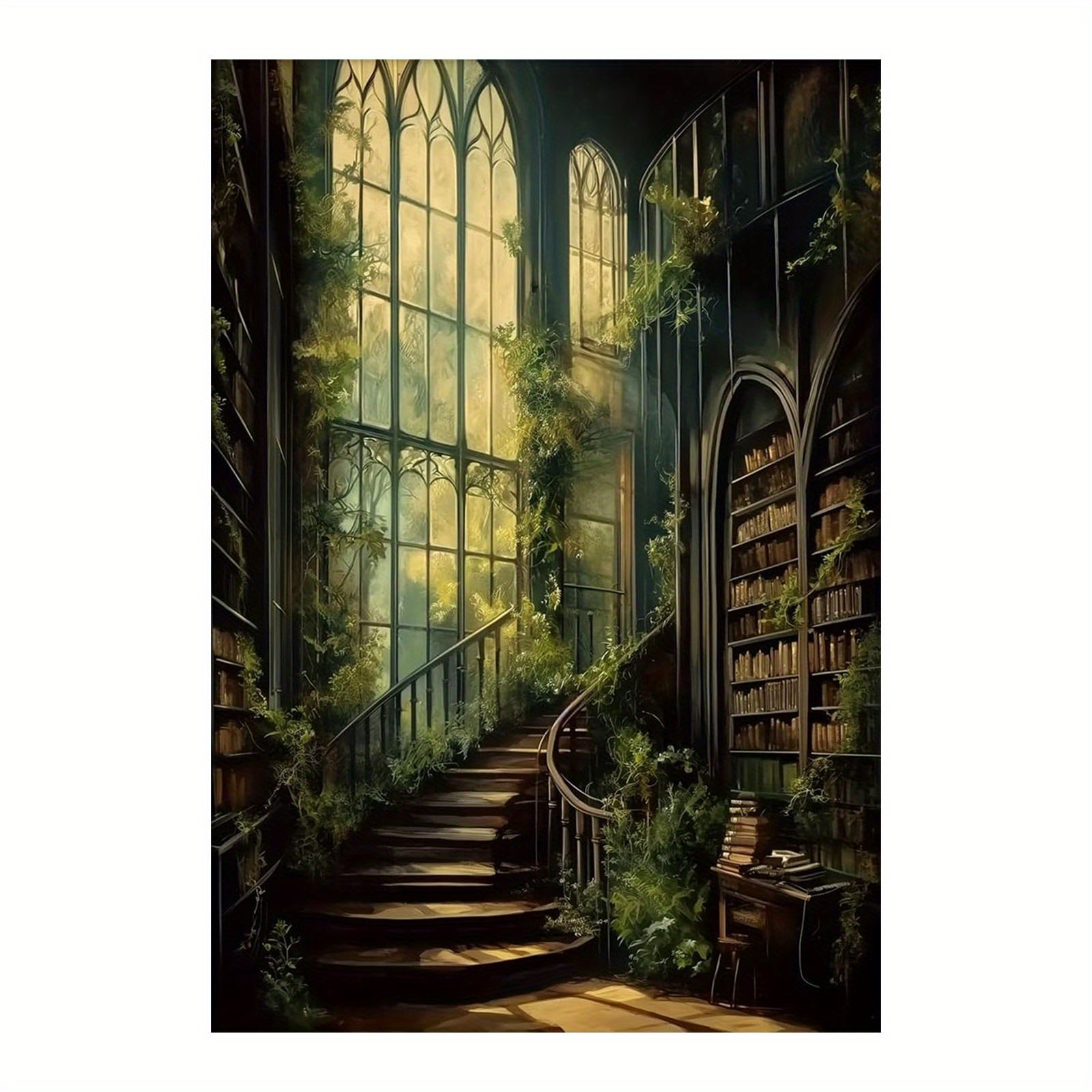 

Dark Academia Gothic Canvas Art - Vintage Victorian & Medieval Castle Library Prints, Frameless 12x18" Wall Decor For Bedroom, Living Room, Office, And Dorm