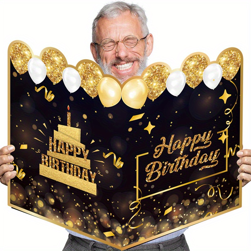 

Jumbo Black & Golden Happy Birthday Guest Book - Perfect For Any Recipient, Ideal For Daily Office Use