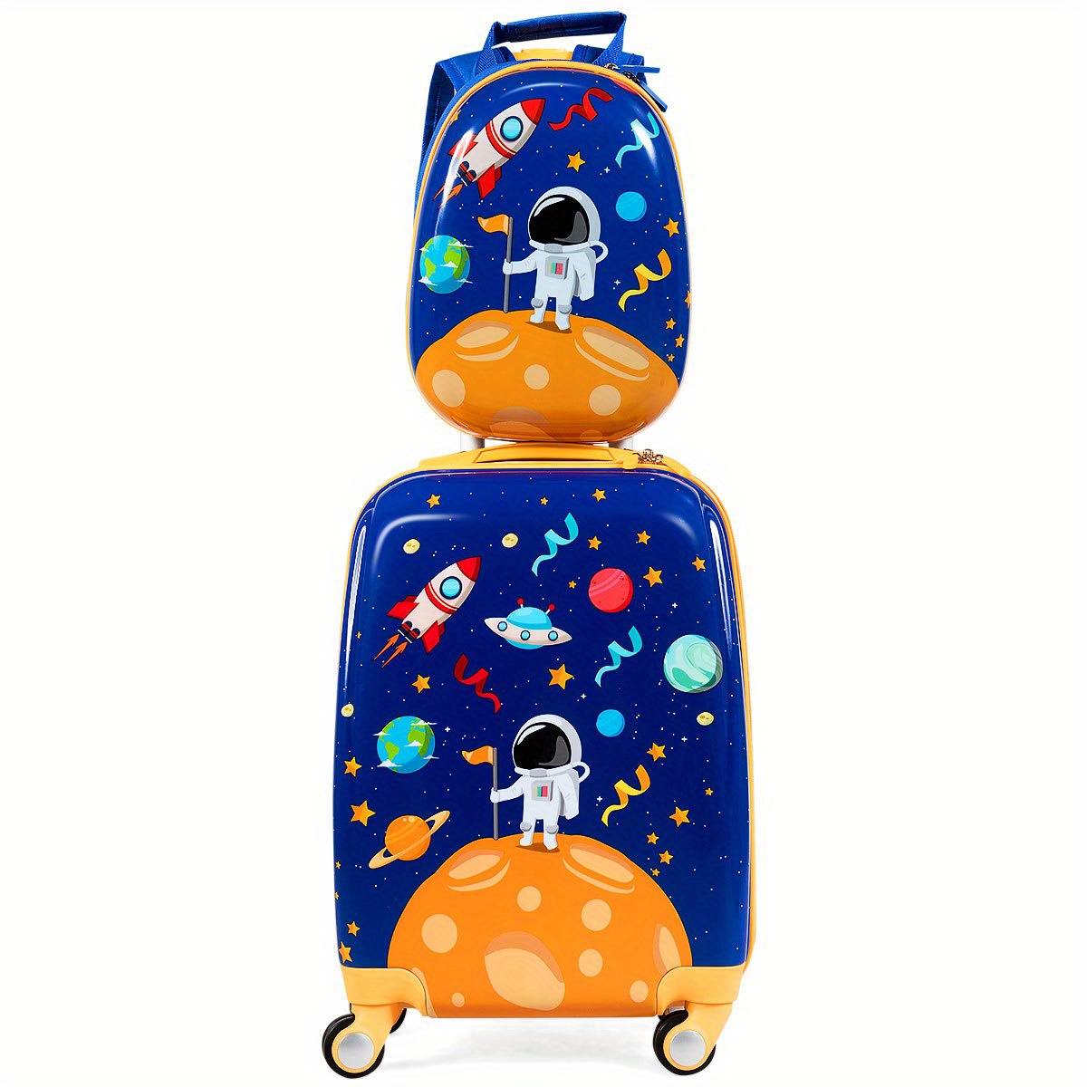 

Lifezeal 2pc Kids Luggage Set 18" Rolling Suitcase & 12" Backpack Travel Abs