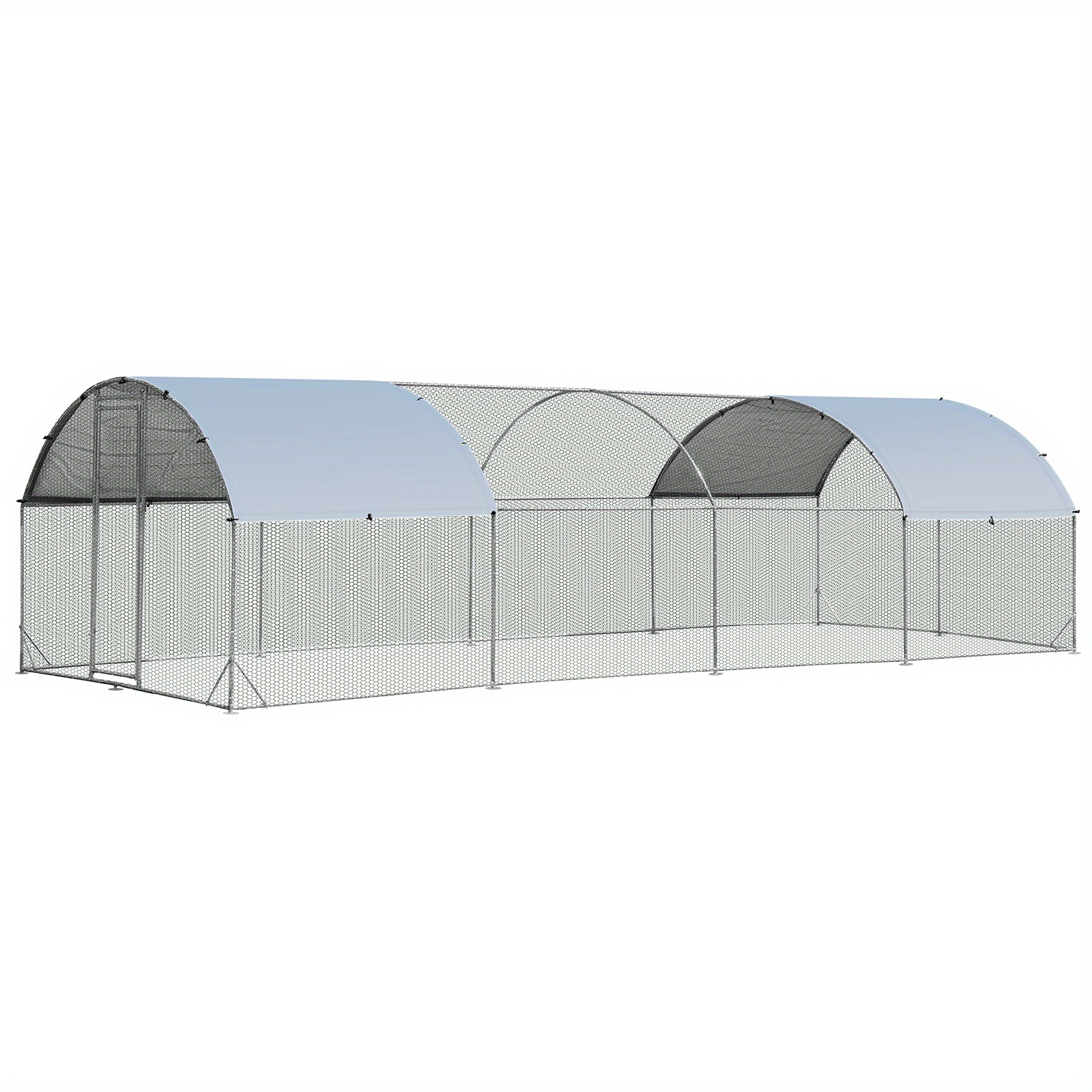 TEMU Lifezeal Large Metal Chicken Coop Outdoor Galvanized Dome Shaped Cage W/cover 9 Ft X25 Ft