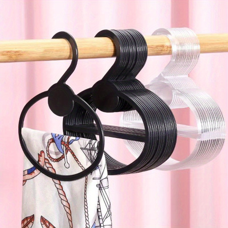 

10pcs Plastic Scarf Hangers - Multifunctional Oval Shawl, Tie, And Accessory Organizer - Space-saving Closet Display Slots