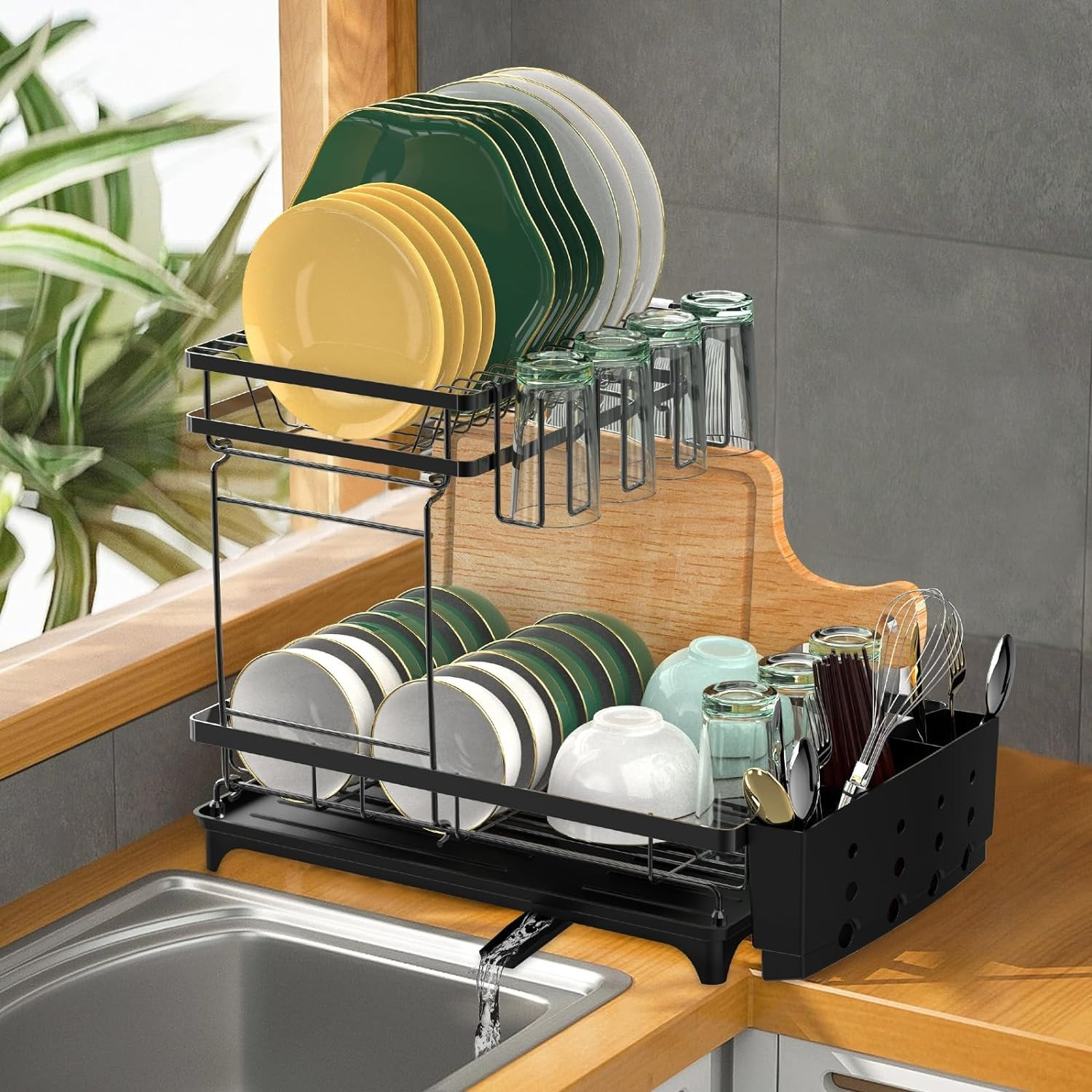 Sink Rack Dish Drainer Stainless Steel Dish Drainer Tray Kitchen