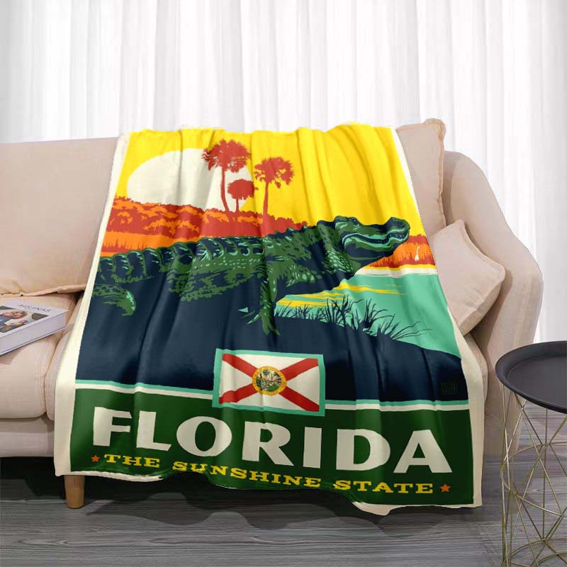 

Florida Alligator Sunset Design Throw Blanket - Soft Polyester Office Nap Cozy Portable Travel Blanket