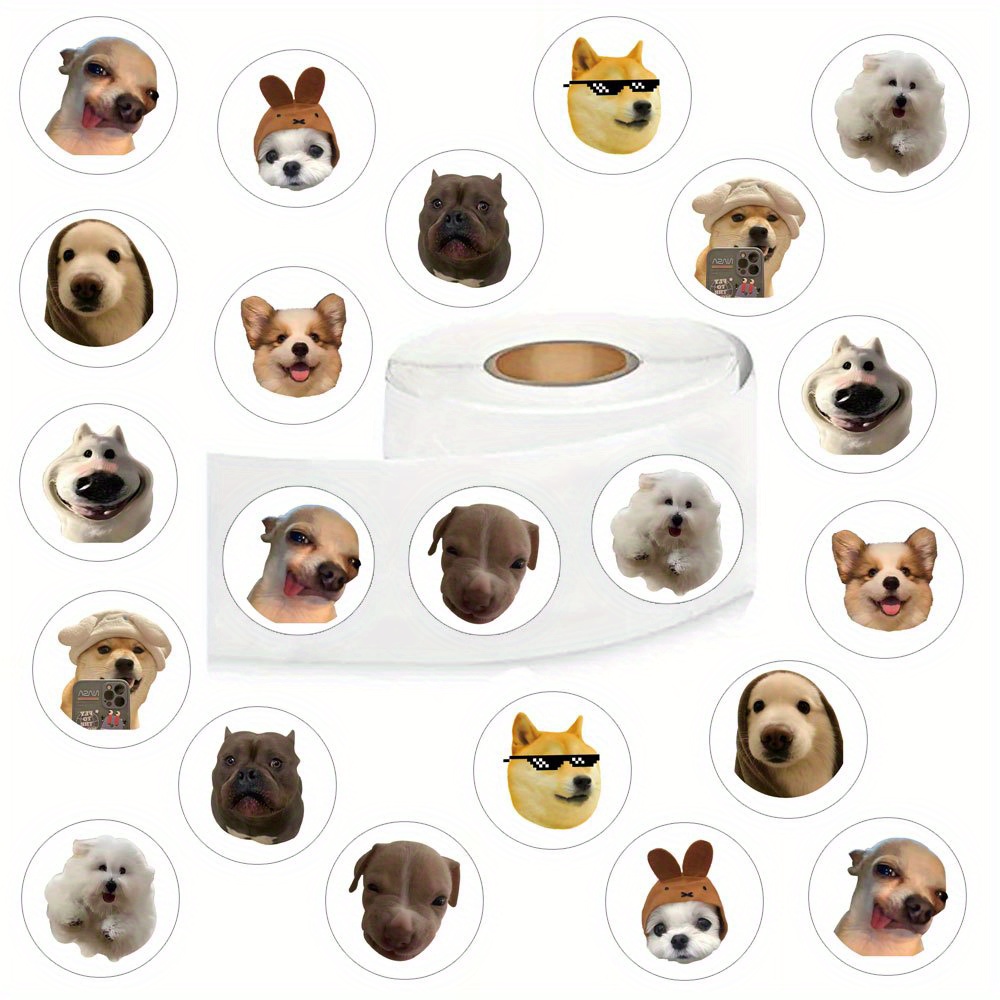 Image of 500pcs Cartoon Cute Dog Meme Animals Stickers Stickers Decoration Stationery, Books, Laptops, Water Cups, Mobile Cases, Suitcases, Guitars (1 Inch Labels / 10 Patterns)