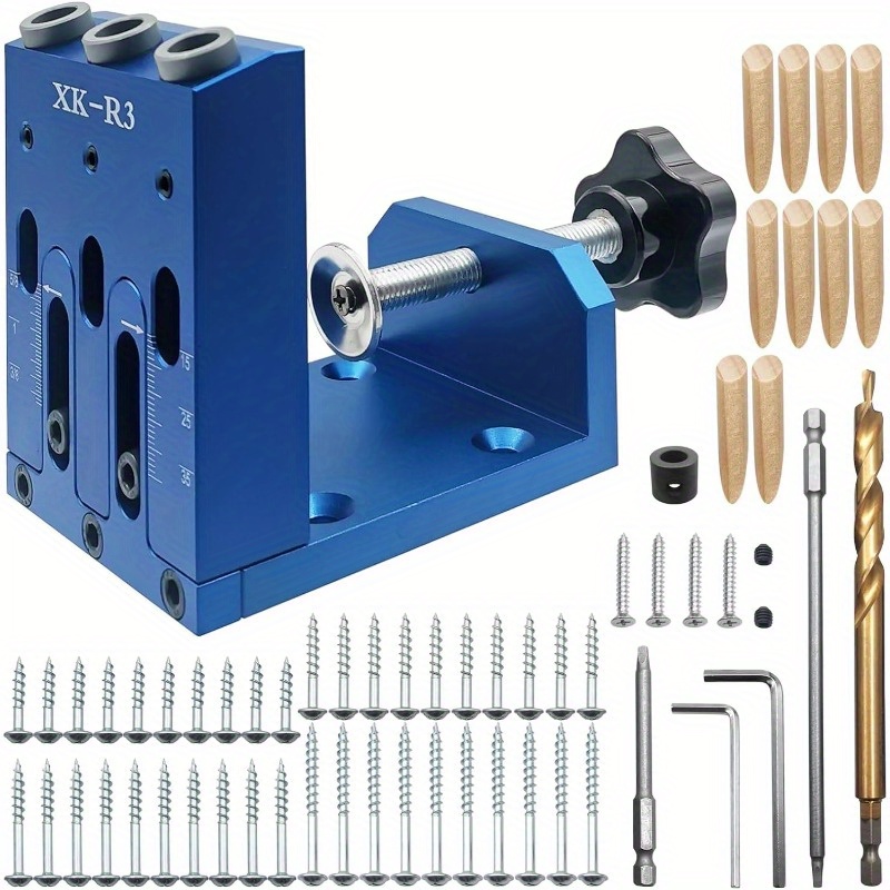 

Pocket Hole Jig Kit Adjustable Woodworking Jig With 3 Pocket Hole Guide 15° Angle Drill Pocket Hole System Carpentor Tools Jointers Carpentry Locator For Pocket Holes Angle Drilling