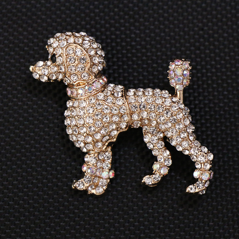 Image of 1pc New Animal Brooch With Vintage And High-end Feel, Elegant And Temperament, Inlaid With Rhinestones, Small Dog Pins, Clothing Additions
