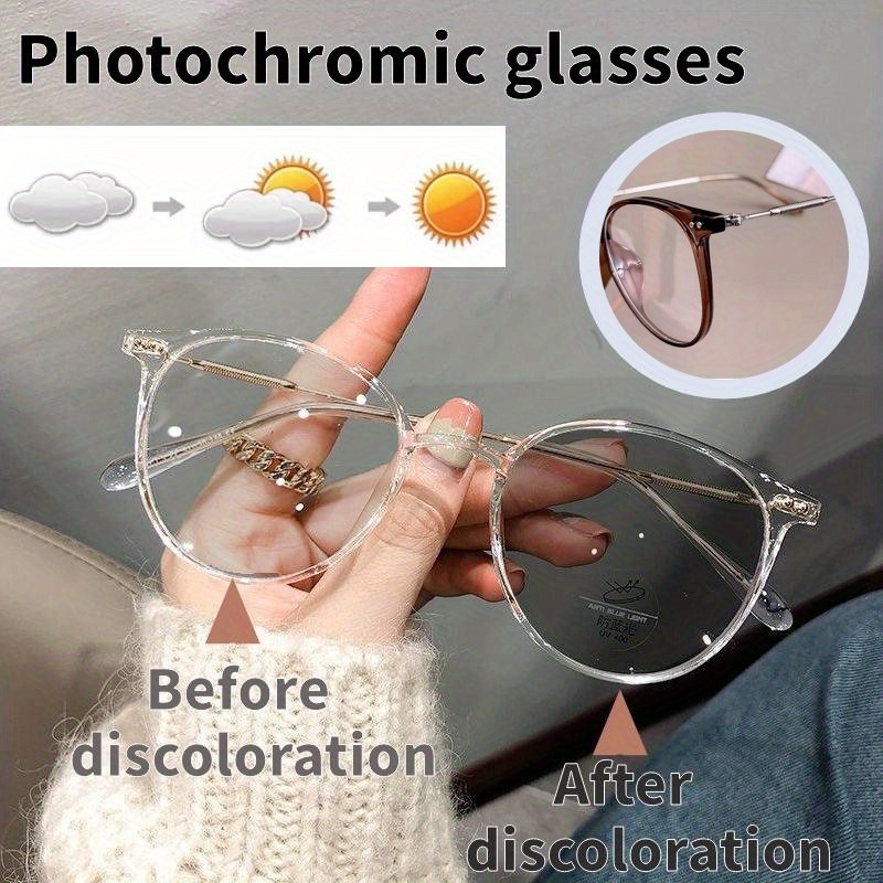 

Classic Photochromic Glasses Women's Anti Glare Protection Sun Screen Glasses With Glasses Case