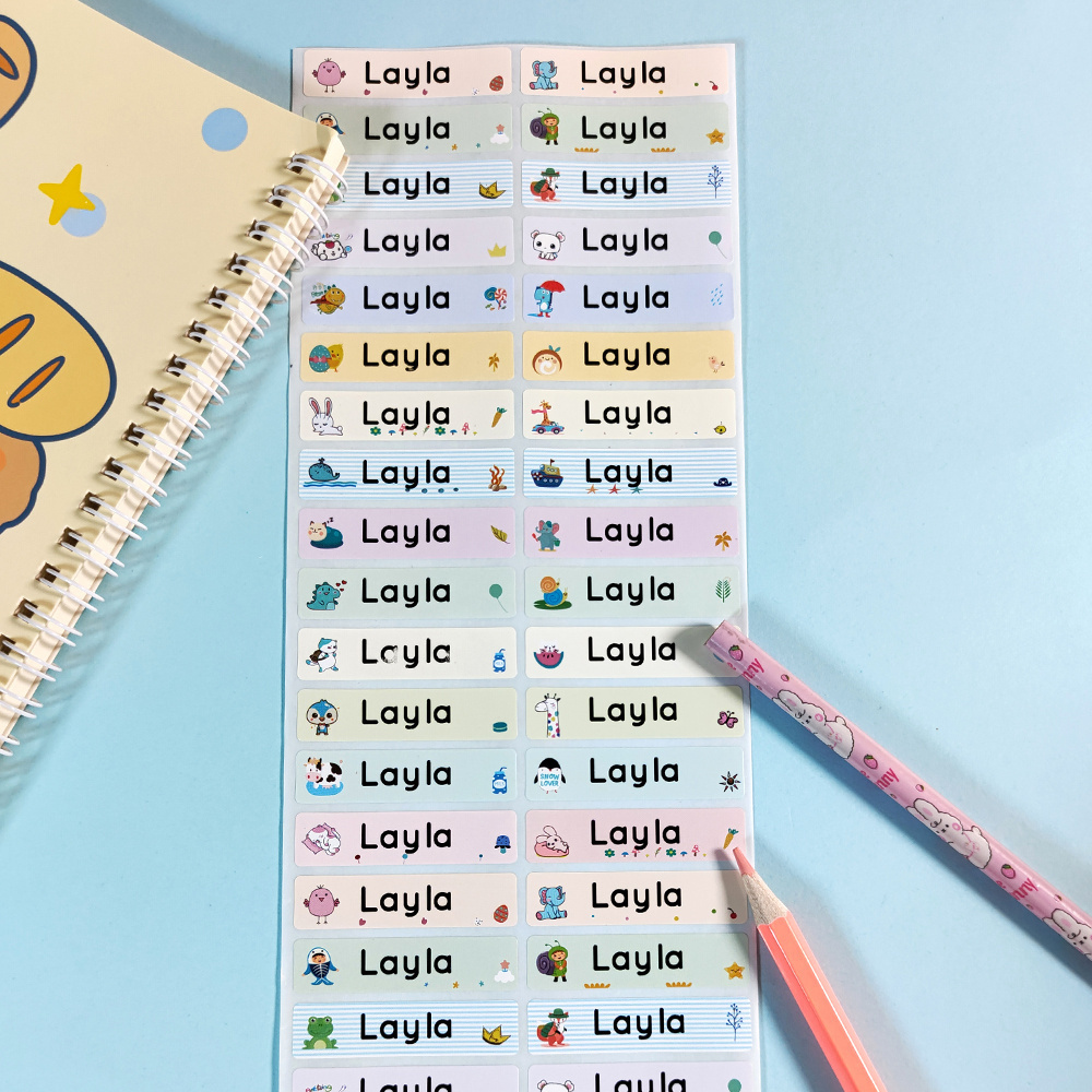 

Kawaii Custom Name Stickers - Waterproof Labels For Kids' School Supplies & Water Bottles, Available In Pcs Sizes 60pcs/120pcs/180pcs/240pcs, Mixed Colors