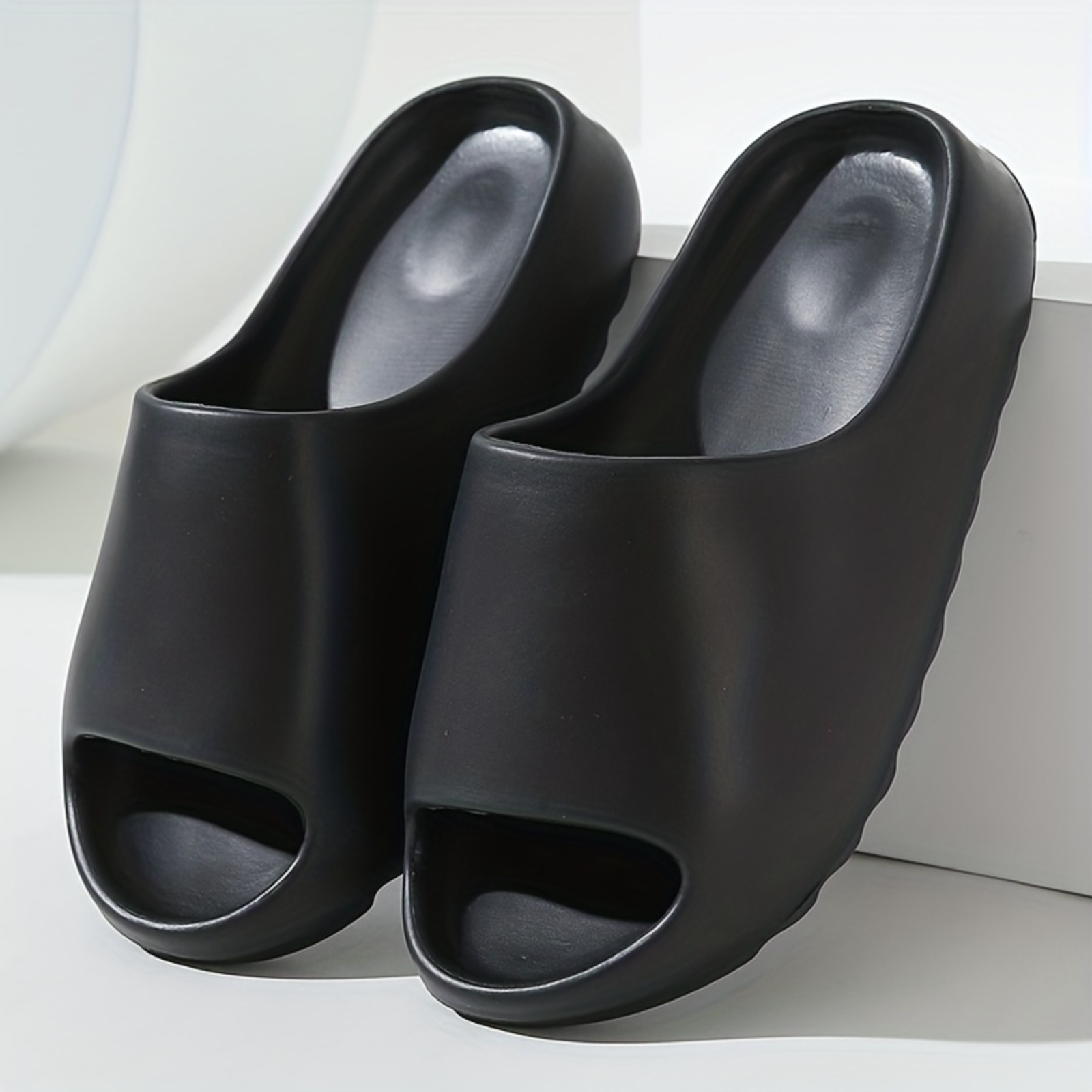 

1 Pair Unisex Eva Spa Slides - Comfort Cloud Cushioning Unisex Open Toe Slippers, Indoor Outdoor Beach Shower Sandals, Solid Pattern Lightweight Summer Footwear For Men And Women