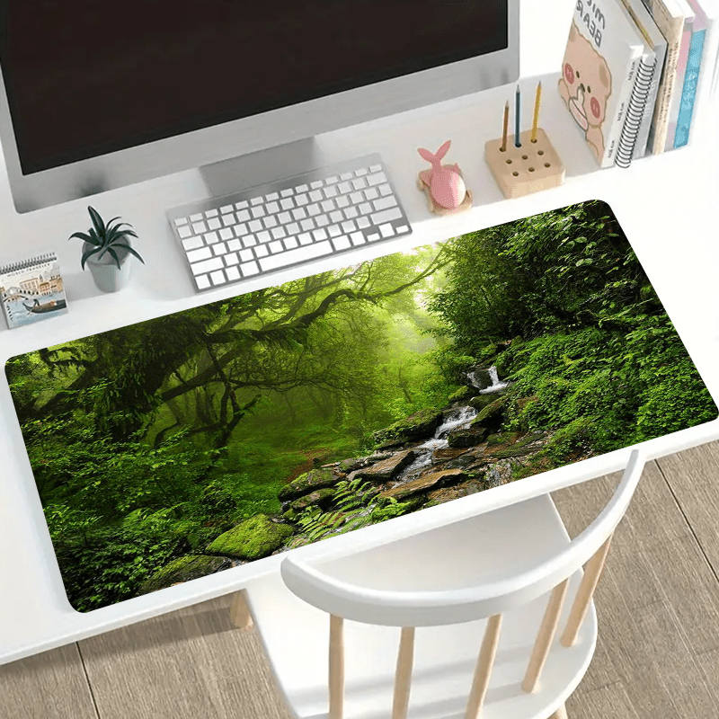 

Large Stream Forest Mouse Pad - 31.4x15.7" Non-slip Rubber Base Desk Mat With Stitched Edges, Perfect For Gaming And Office Use Mouse Pads For Desk Large Mouse Pad